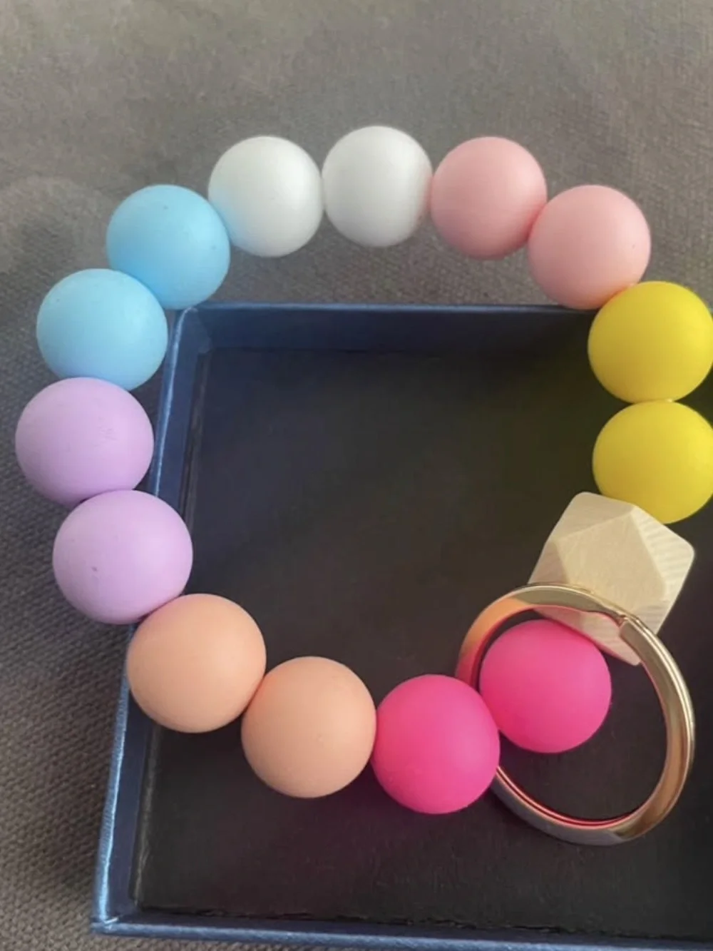 Colorful Silicone Bead Keyring Bracelet